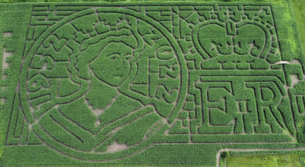 2023 corn maze design at Ouimet Farms Adventure